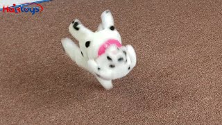 Fun Flip Over Puppy  Walking Sitting Barking Plush Cute Toy Dalmatian Dog by Haktoys Model 1081FP [upl. by Rothwell]