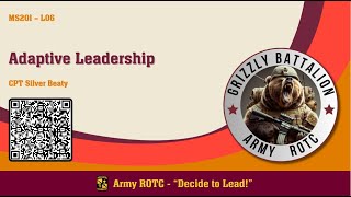 Adaptive Leadership  MSL201 Lesson 06  ROTC [upl. by Hook660]