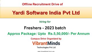 6657 Recruitment Drive by Yardi Software hiring 2023 batch Pkg Rs 55 LPA organised by VibrantMinds [upl. by Boudreaux275]