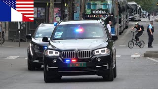 US Siren ARMORED BMW X5 US Embassy come from TEAM USA HOUSE during the Olympic Games 1618 [upl. by Gwynne]