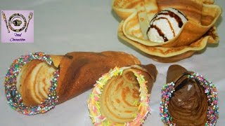 Eggless Ice Cream Waffle Cone  Cone Without waffle machine  By Food Connection [upl. by Ruy]