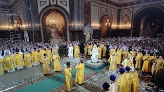 Orthodox Christmas Eve mass in Moscows Cathedral of Christ the Saviour [upl. by Alexi287]