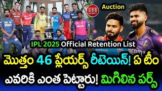 IPL 2025 Official Team Retention List amp Remaining Purse Value Revealed  GBB Cricket [upl. by Latin245]