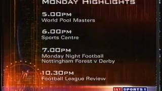 Sky Sports 1 Ads amp Continuity  16 November 1998 [upl. by Woodsum]