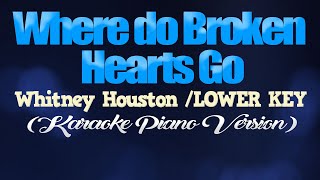 WHERE DO BROKEN HEARTS GO  Whitney HoustonLOWER KEY KARAOKE PIANO VERSION [upl. by Etnaid695]