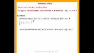 3eme cours de maths sur les fonctions affines definition et calculs [upl. by Vanhook]