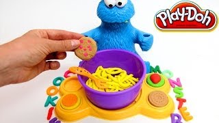 Play Doh Cookie Monster Letter Lunch Mold Cookies Sesame Street Playset playdo by lababymusica [upl. by Letnom406]