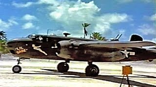 North American B25s quotWinged Artilleryquot Restored Color 1945 [upl. by Norty]