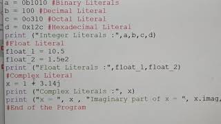 Literals used in python with example and demo in tamil Part 11 Chapter 5 A Jaya Mabel Rani [upl. by Hayikat]