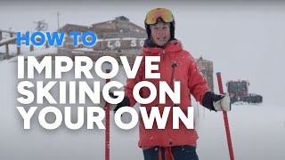 HOW TO GET BETTER AT SKIING  improve on your own with 3 easy tips [upl. by Cirdes]