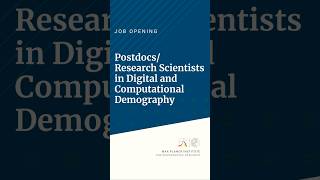 Job Offer PostdocsResearch Scientists in Digital and Computational Demography [upl. by Harriott191]