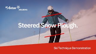 Ski Technique Demonstration  Steered Snowplough Turn [upl. by Beitris]