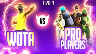 Wota FF Vs Pro Players  1 vs 4 Insane Gameplay  Garena Free Fire [upl. by Netsuj]