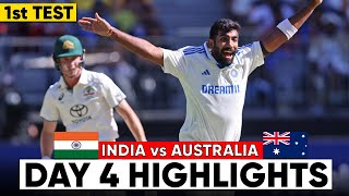 India vs Australia 1st Test Day 4 Highlights 2024  IND vs AUS 1st Test Day 4 Highlights 2024 [upl. by Nyra]