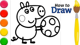 Peppa pig drawing and colouring for kids  easy drawing for kids  lets draw cartoon cartoondraw [upl. by Florella]