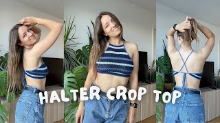 ❤️‍🔥 HALTER CROCHET CROP TOP  beginner friendly pattern [upl. by Eiclud291]