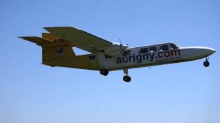 Trislander Landing Alderney Airport EGJA Channel Islands Aurigny Air Service [upl. by Aylward]