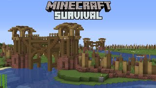 Building a Custom Village The Wall amp Entrance  Minecraft 115 Survival 08 [upl. by Alane]