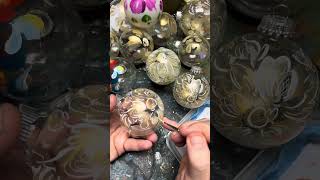 Christmas ornament detail Fun and Rosemaling classes information  ASMR video  Art of Lise [upl. by Hamer427]