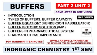 Buffers completed  Buffer Equation  Buffer Isotonic solutions  Part 2 Unit 2  pic 1st sem [upl. by Astri506]