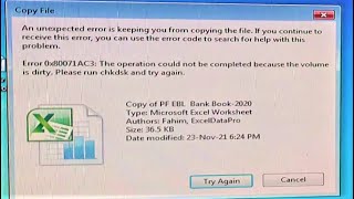 Fix Copy Paste Error “An unexpected error is keeping you from moving the file” Error 0X80071ac3 [upl. by Arim]