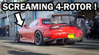 Amazing 4rotor Mazda FD RX7 26B 4rotor wankel sound LOUD [upl. by Annairba453]