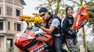 LTT Game Nerf War  Winter Warriors SEAL X Nerf Guns Fight Criminal Group Rocket Moto Bay [upl. by Kaule]