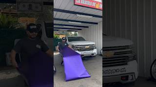 Preparing chevy silverado for exotic satin purple chrome wrap silverado wrap viralshorts [upl. by Idalia]