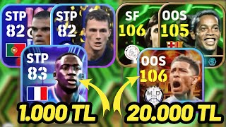 1000 TL VS 20000 TL KADRO  EFOOTBALL 2025 MOBİLE [upl. by Ferdinana]