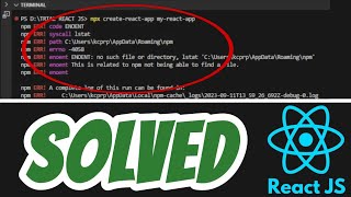 Npx createreactapp not working error in Visual Studio Code React JS SOLVED by using 3 ways [upl. by Derfla486]