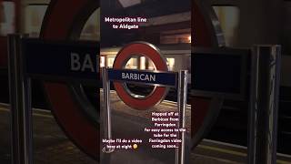 Aldgate service arrives at Barbican… londonunderground Barbican metropolitanline tube train [upl. by Novaj672]