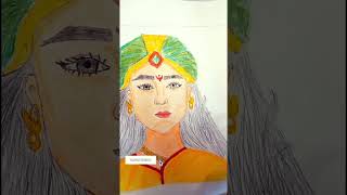 How to draw Jhansi ki Rani Lakshmibai portrait 🖌️youtube art ytshorts ytdrawing artist MKD [upl. by Ludlew]