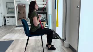 Seated Multifidus Rotation with TherabandCharlotte area PT demonstrates [upl. by Bekaj]