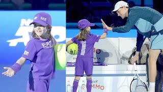 Jannik Sinners affection impresses a ball kid Francesca 7 at the ATP Finals [upl. by Emersen939]