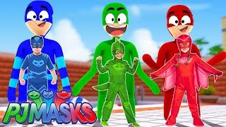 MASSINHA DE MODELAR LAGARTIXO CORUJITA E MENINO GATO NA VIDA REAL PJ MASKS Ep06 [upl. by Showker]