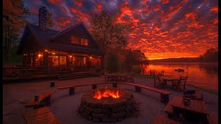 Outdoor Coffee Cafe Smooth Jazz Piano Music 🎹 Relaxing Stress Relief Ambience on a Cozy Lake ☕ [upl. by Alis]