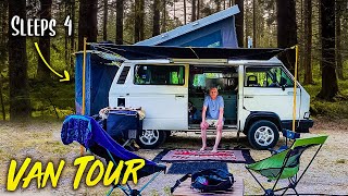 AMAZING RETRO  Volkswagen T3 Vanagon Syncro 4x4 Westfalia Pop Top Camper Van Tour [upl. by Carrillo]