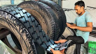 The Most Amazing Process of Retreading Old Tire How to Change Ringtread On Tyre Casing by Recap [upl. by Annette324]