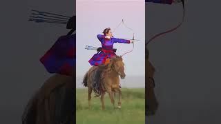 Mongolian horseback archery 🏹 [upl. by Knowlton]