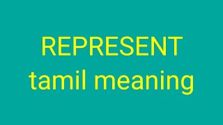 REPRESENT tamil meaningsasikumar [upl. by Nevetse]