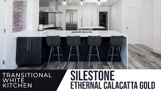 Transitional White Kitchen Silestone Quartz  Eternal Calacatta Gold by Faithful Countertops [upl. by Eiloj595]