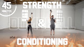 45 Minute Strength amp Conditioning Workout Dumbbells  CardioHIIT [upl. by Jemine498]