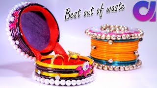 How to make ring storage boxes from old waste bangles  Best out of waste  DIY  Artkala 204 [upl. by Ahtennek48]