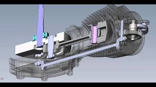 Four stroke engine with upright shaft 4 Takt Motor mit Königswelle SolidWorks Motion [upl. by Yahc]