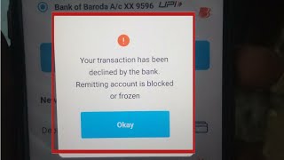 Fix Paytm Your transaction has been declined by the bank Remitting account is blocked or frozen [upl. by Lowrance]