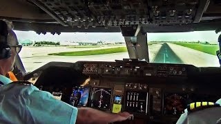 Boeing 747 Cockpit View  TakeOff from Miami Intl MIA [upl. by Abramo]