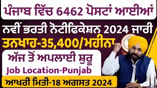 Punjab New Govt 6462 Recruitment 2024 OutPunjab Jobs 2024Punjab Vacancy Aug 2024Meet Academy [upl. by Tomi]