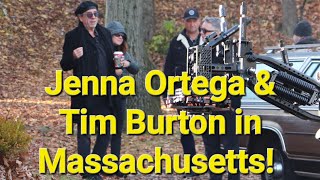 Jenna Ortega and Tim Burton Film Beetlejuice 2 In Massachusetts [upl. by Nailluj]