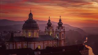 Stift Melk Drone Footage  DJI Air 3 Sunset Flight Over the Danube [upl. by Enyawd]