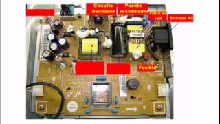 Curso electronica partes fuente conmutada monitor lcd samsung [upl. by Caleb]